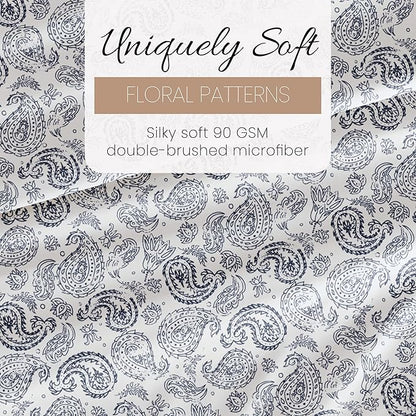Linen Market Patterned Microfiber King Sheet Set 4 Piece – Oeko-TEX Certified Ultra Soft & Wrinkle-Free - 16" Deep Pocket Sheets - Easy Care King Size - Coarse Paisley Navy