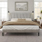 King Size Bed Frame with Fabric Upholstered Headboard, Platform Bed with Wooden Slats Support, Fully Mattress Foundation, Box Spring Optional, Easy Assembly