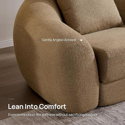 SICOTAS Curved Sofa Couch Bed for Living Room Convertible Futon Cloud Boneless Sleeper Chair Pull Out Floor Couch with Deep Seat Sofa Set Foam No Assembly Required for Bedroom Apartment Office, Brown