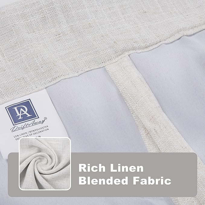 DriftAway Double Layer Linen Blackout Tie Up Curtains Thermal Insulated Fully Lined Balloon Roman Shade Bathroom Window Adjustable Rod Pocket for Small Window 39 Inch by 55 Inch Ivory