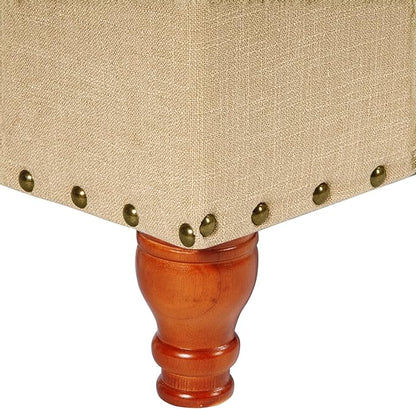 HomePop Large Rectangle Storage Bench with Nail Head Trim - Tan Linen