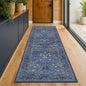 Dark Blue 3x10 Extra Long Wide Runner Rug for Hallway, Non Slip Washable, 10 ft Large Kitchen Indoor Floor Rugs for Entryway, Stain Resistant Vintage Floral Carpet