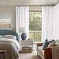 Pinch Pleated Extra Wide Linen Curtains 84 Inches Long for Patio Sliding Glass Door White 60 Inch Wide Pleated Drapes with Hooks Rings Neutral Semi Sheer 60x84 Curtain for Living Room 1 Panel