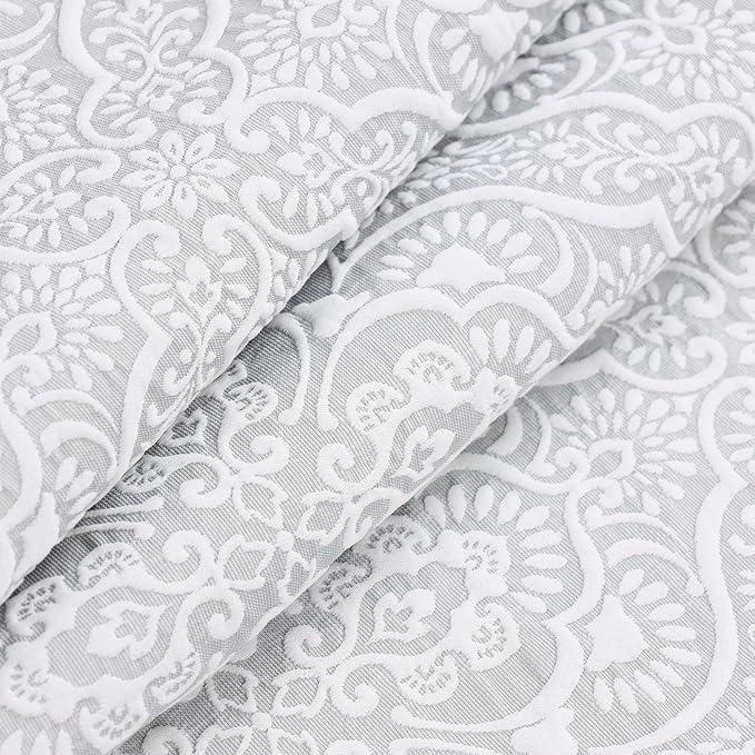 Superior 3 Piece Bedspread Set, Home Bed Decor, Decorative Bed Spread, 2 Pillow Shams, Medium Weight Blanket, Floral Matelasse Coverlet, Bedding Essentials, Enzy Collection, King, Silver