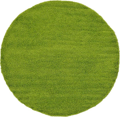 Unique Loom Solid Shag Collection Area Rug (8' Round, Grass Green)