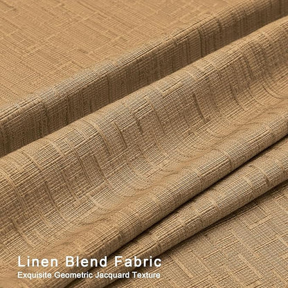 Jacquard Linen Curtains 63 inch Length 2 Panels Thick Faux Linen Blended Window Drapes Burlap Textured Curtains with Grommet for Living Room Bedroom Farmhouse (42x63 Light Coffee) Natural