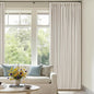Ivory Cream Linen Blackout Curtains 112 Inches Long for Bedroom Neutral Boho Pinch Pleated 100% Black Out Room Darkening Sound Dampening Window Drapes Double Layer Soundproof 112 Inch Curtains