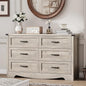 Dresser for Bedroom with 6 Drawers, 48" Wide Wood Chest of Drawers with Deep Drawers & Mental Handle, Modern Dresser TV Stand, Wooden Closet Storage Organizer for Living Room, Hallway, Entryway, Grey
