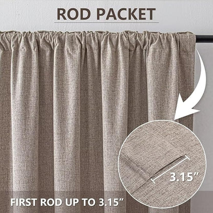 100% Blackout Curtains for Living Room, 96 Inch Curtains 2 Panel Set Light Blocking, Back Tab & Rod Pocket Thermal Insulated Drapes Bedroom Windows Home Decor(52W × 96L inch, Linen)