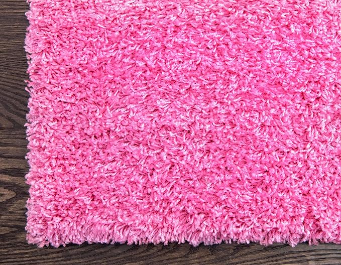 Unique Loom Solid Shag Collection Area Rug (7' 1" x 10' Rectangle, Taffy Pink)