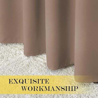 NICETOWN Grommet Blackout Curtain Panel - (Cappuccino Color) Thermal Insulated Room Darkening Drapes for Villa/Apartment/Rental Room, 52 inches Wide by 95 inches Long, 1 Piece