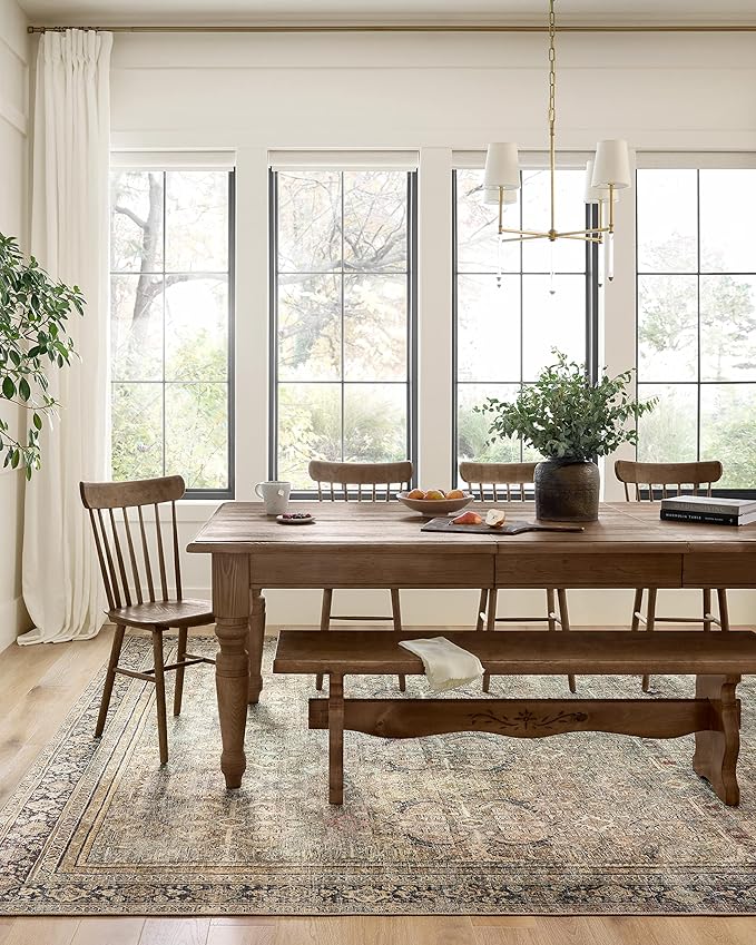 Loloi Layla Collection LAY-03 Olive/Charcoal 2'-6" x 12'-0" .13" Thick Runner Rug, Soft, Durable, Vintage Inspired, Distressed, Low Pile, Non-Shedding, Easy Clean, Printed, Living Room Rug