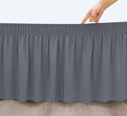 Biscaynebay Wrap Around Bed Skirts with Split Corners for King Beds 14" Drop, Dark Grey Elastic Dust Ruffles Adjustable Easy Fit Wrinkle & Fade Resistant Silky Luxurious Fabric Machine Washable