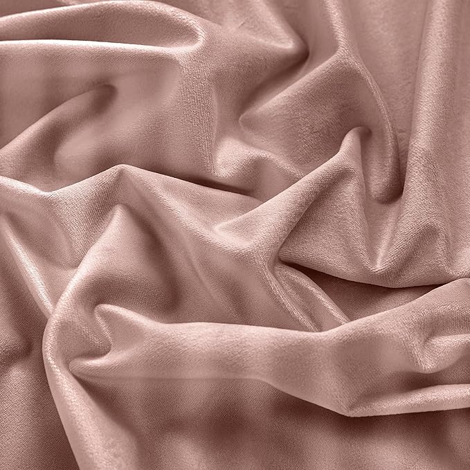 RYB HOME Rose Pink Velvet Curtains 102 inches, Back Tab Soft Fabric Room Darkening Thermal Insulated Luxurious Home Decor Curtains for Living Room Bedroom, W 52" x L 102", 2 Panels Set