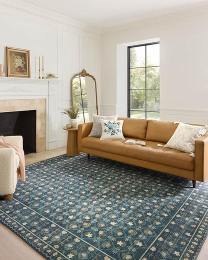 Loloi Rifle Paper Co. Eden Collection EDE-03 Lattice Indigo 8'-6" x 11'-6" Area Rug feat. CloudPile™