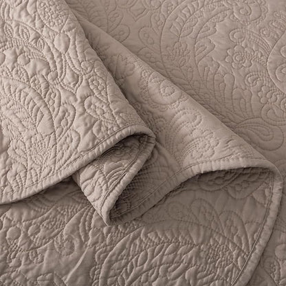 HoneiLife Quilt Sets King Size - Microfiber Bedspreads for King Bed, 3-Piece Lightweight Coverlets, Retro Bedlinen Sets, King Quilt Bedding Set All Season Use-Dark Khaki