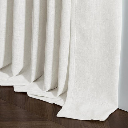 Beige White Pinch Pleated Linen Curtains 2 Panels for Living Room Bedroom Memory Training Shaped Semi Sheer Pleat Drapes with Hooks Rings Light Filtering Window Curtain 40x54