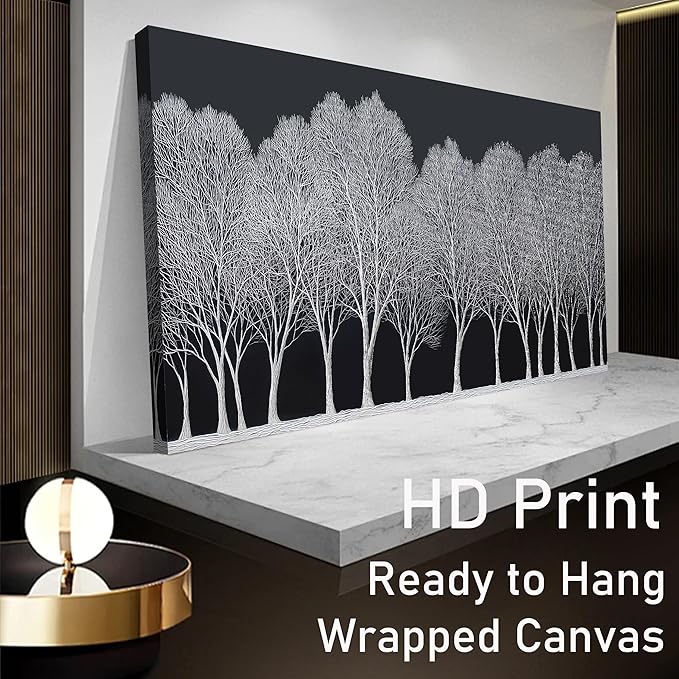 Trogonup Black and White Wall Art for Bedroom Large Forest Picture Landscape Tree Artwork for Living Room Home Office Modern Canvas Prints Ready to Hang 29"x58"