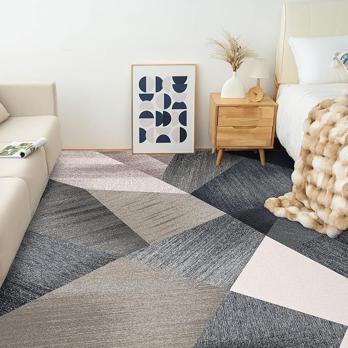 HOMFINE Washable Modern Area Rug - Geometry Style 5x7 Rugs for Living Room, Bedroom, Machine Washable Rug Soft Non Slip Non Shedding Area Rug - Green, 5'x7'