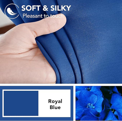 Deconovo Blackout Curtains, Thermal Insulated, W52 x L63 2 Panels, Back Tab, Machine Washable, Room-Darkening Drapes for Bedroom/Living Room Royal Blue