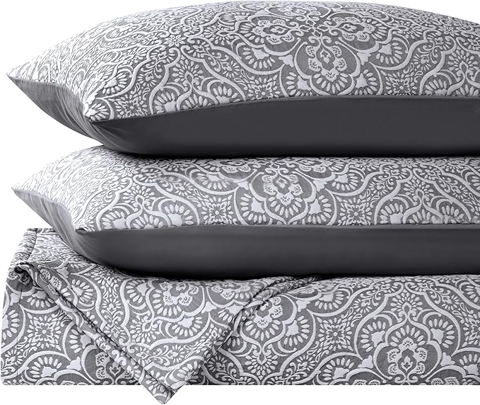 Superior 3 Piece Bedspread Set, Home Bed Decor, Decorative Bed Spread, 2 Pillow Shams, Medium Weight Blanket, Floral Matelasse Coverlet, Bedding Essentials, Enzy Collection, King, Charcoal