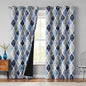 Beauoop 100% Blackout Curtains 90 Inches Long 2 Panels for Bedroom Living Room Blue Grey Moroccan Geo Room Darkening Thermal Insulated Soundproof Grommet Top Window Treatments Drapes, 50x90 Set of 2