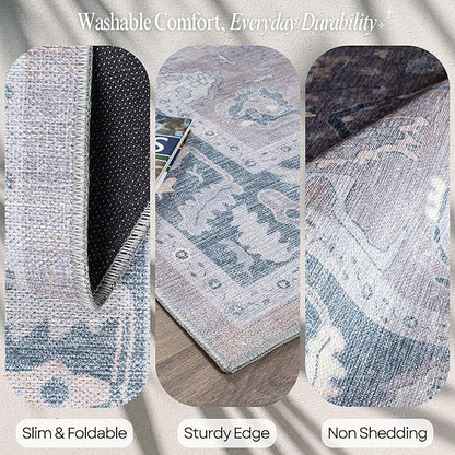 Fame Rugs Gray Modern Oushak Rug 10x13, Vintage Turkish Colorful Oriental Washable Antique Inspired Oversize Area Rugs, Luxury Living Room Bedroom (389GBB, 10' x 13')