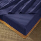 MooMee Fitted Bottom Sheet Only 100% Washed Cotton Linen Like Textured Breathable Durable Soft Comfy Deep Pocket Fits Mattress up to 17" (Dark Blue, Twin)