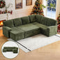 VINGLI Convertible Sofa Bed Couches for Living Room, Sleeper Sofa with Pull Out Couch Bed, Cloud-Like Plush Fleece U-Shape Sectional Couch with Storage Chaise, USB Charging, Side Pockets