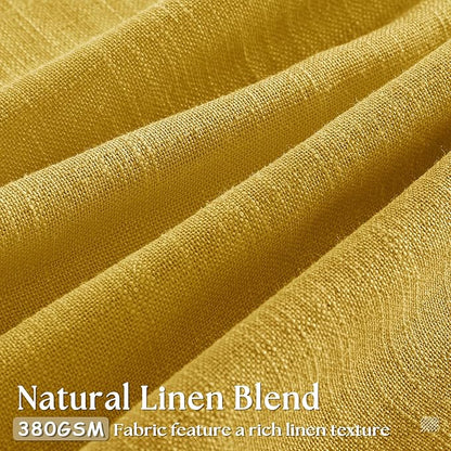 Farmhouse Mustard Yellow Linen Curtains 102 Inches Long for Living Room Pinch Pleated Drape with Hooks Rings for Track System Light Filtering 102 Inch Curtain for Bedroom Sliding Patio Door 2 Panels