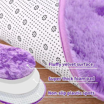 Noahas Oval Fluffy Purple Rug 2.6X5.3 Small Kids Rugs for Bedroom Girls And Boys Aesthetic,Bedside Bedroom Rug,Ultra Soft Runner Carpet Modern Shaggy Nursery Area Rugs Home Decor''