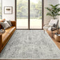 6x9 Area Rug for Living Room Floral Washable Non-Slip Gray Rugs for Bedroom Dinning Room Ultra-Thin Indoor Grey Rug