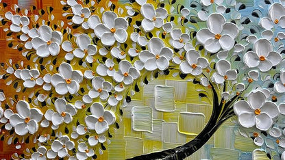 YaSheng Art -Handmade Colorful 3D Flowers Art Oil Painting On Canvas Texture Palette Knife Tree Paintings Modern Abstract Canvas Wall Art Home Interior living room Bedroom Decor Art 24x48inch