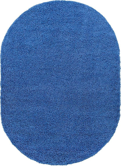 Unique Loom Solid Shag Collection Area Rug (8' x 10' Oval, Lilac)
