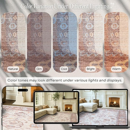 Fame Rugs Brown Modern Oushak Rug 9x12, Vintage Turkish Colorful Oriental Washable Antique Inspired Oversize Area Rugs, Luxury Living Room Bedroom (383BB, 9' x 12)