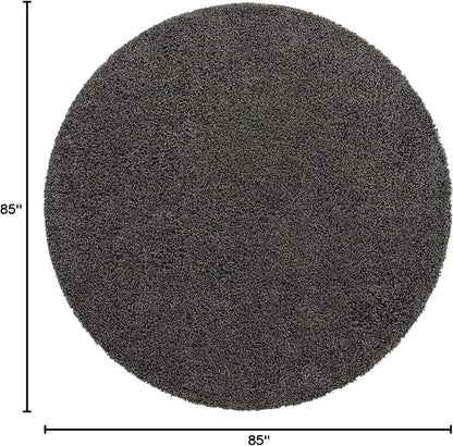 Unique Loom Solid Shag Collection Area Rug (7' 1" Round, Graphite Gray)