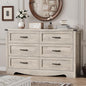 Dresser for Bedroom with 6 Drawers, 54" Wide Wood Chest of Drawers with Deep Drawers & Mental Handle, Modern Dresser TV Stand, Wooden Closet Storage Organizer for Living Room, Hallway, Entryway, Grey