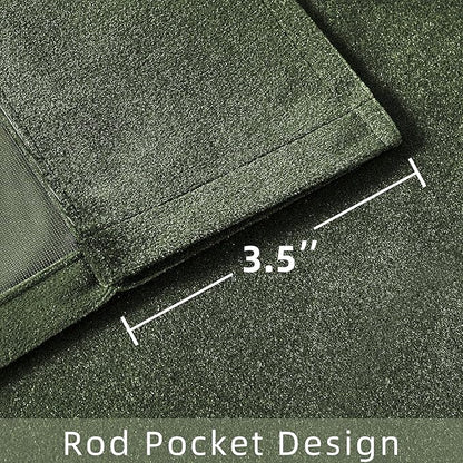 Joydeco Customized Velvet Curtains for Bedroom & Living Room, Heavy Duty Luxury Thermal Insulated Olive Green Velvet Curtains Rod Pocket 1 Panel, Custom Size