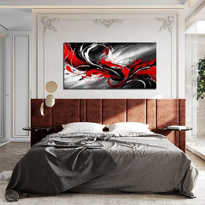 Black White and Red Abstract Print Picture Painting Large Canvas Wall Art for Living Room Bedroom Framed Canvas Wall Decor Modern Room Abstract Wall Decorations Artwork Size 30x60 Ready to Hang