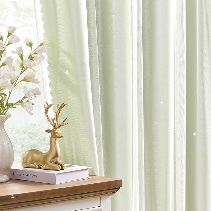 XiDi Green Curtains for Bedroom, Girls Room Blackout Curtains, Kids Room Darkening Curtains, Light Green Decor, 1 Panel Sage Green/52/84/1