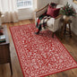 Christmas Area Rug 3x5 Red Washable Office Carpet Holiday Door Mat Vintage Low Pile Distressed Retro Floral Throw Non Slip Soft Decorative Xmas Rug for Entryway Kitchen Bedroom Bathroom
