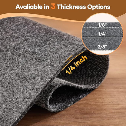 Veken Non Slip Cushioned Rug Pad Gripper 4 x 6 Ft, Felt and Silicone Backing, 1/4 inch Thick Carpet Liner for Hardwood Floors and Finishes, Under Area Rugs Anti Skid Mat, Keep Rugs Safe and in Place