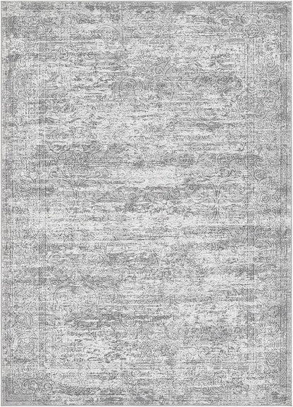Area Rug Living Room Rugs - 10x14 Abstract Large Soft Indoor Washable Rug Neutral Modern Low Pile Carpet for Bedroom Dining Room Farmhouse Home Office - Vintage Grey