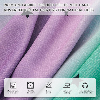 XiDi Purple Grey Curtains for Kids Bedroom, Princess Room Decor Green Curtain, Cute Curtains Blackout, Curtains Girls Bedroom 63 inchs Long 34 inches Wide 1 Panel