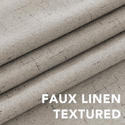 H.VERSAILTEX Linen Blackout Curtains 72 Inches Long 100% Absolutely Blackout Thermal Insulated Textured Linen Look Curtain Draperies Anti-Rust Grommet, Energy Saving with White Liner, 2 Panels, Stone