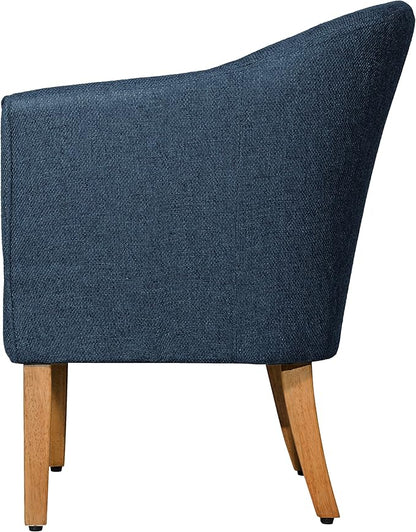 HomePop Barrel Shaped Accent Chair,Arm Rest, WOOD AND POLYESTER,Blue Medium