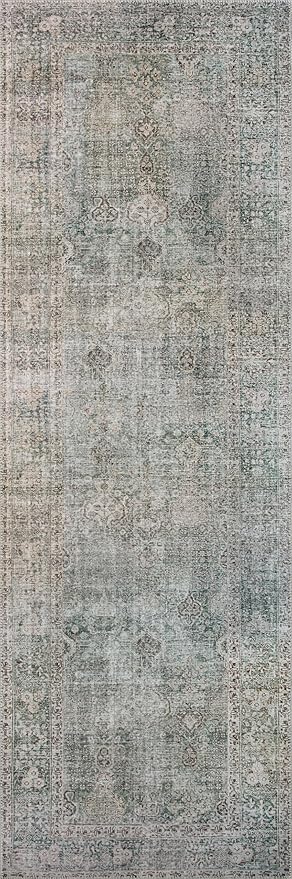 Loloi Chris Loves Julia Jules Collection JUL-08 Emerald/Antique Ivory 5'-0'' x 7'-6'', .13" Pile Height, Area Rug