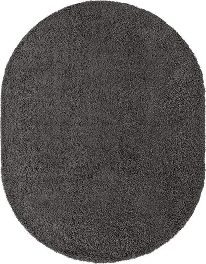 Unique Loom Solid Shag Collection Area Rug (7' 10" x 10' Oval, Graphite Gray)