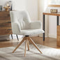 Art Leon Desk Chair No Wheels - Mid Century Modern Swivel Accent Chair, Boucle Fabric Upholstered Office Chair with Oak Wood Legs for Small Space Living Room Bedroom, Off White