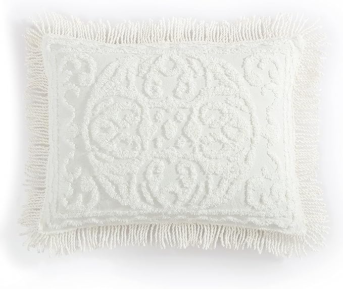 Beatrice Home Fashions Medallion Chenille Bedspread, King Sham, Ivory